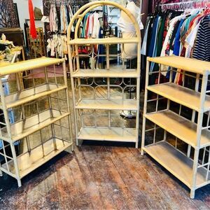 Vintage bamboo shelves set of three